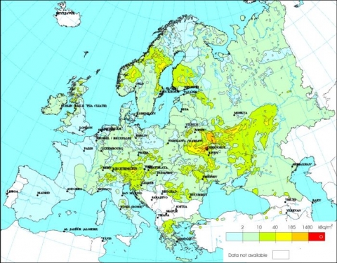 Kontamination Europas mit Cäsium-137 nach dem Super-Gau in Tschernobyl 1986